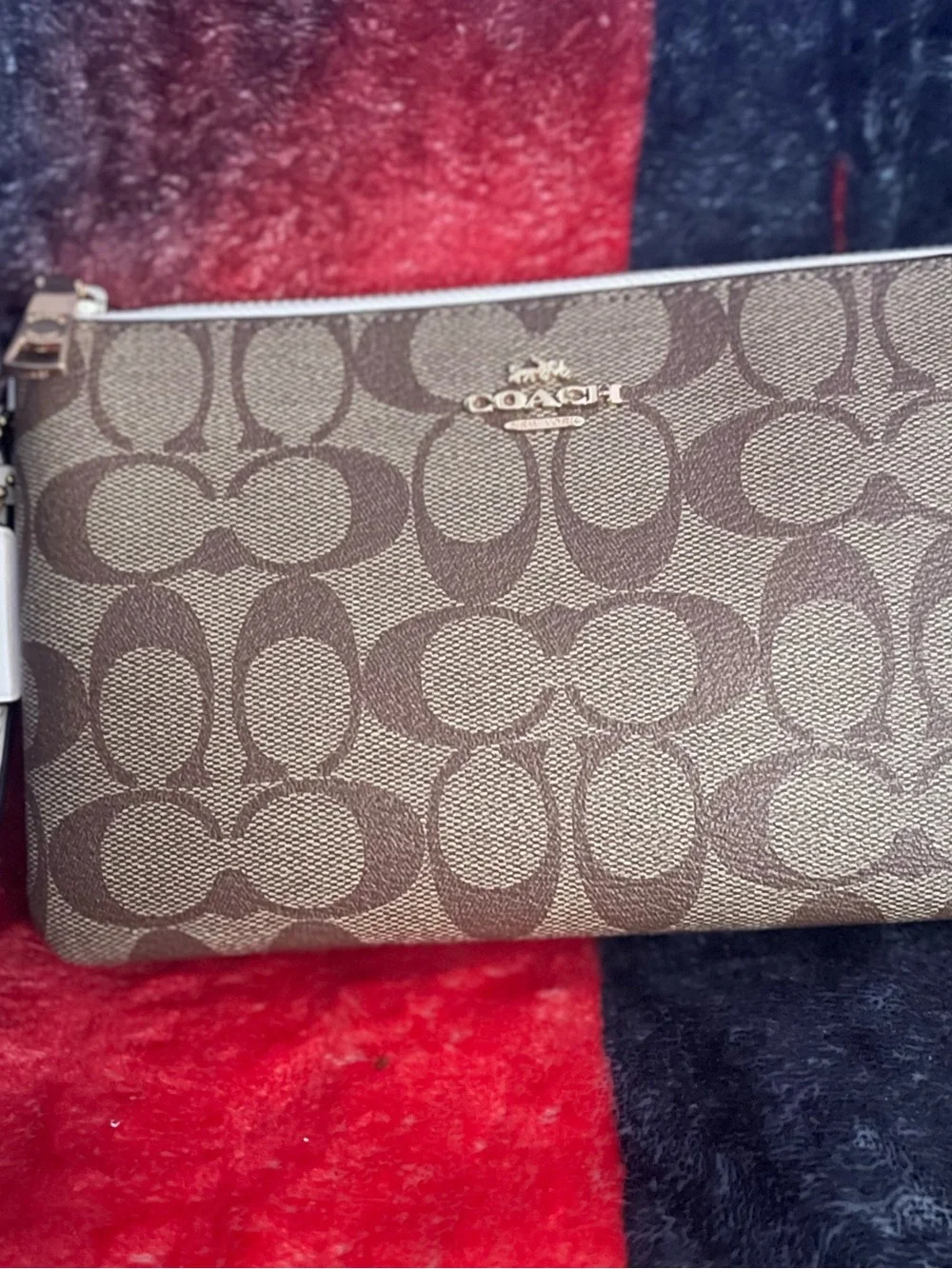 Coach Signature Double Zip Wristlet